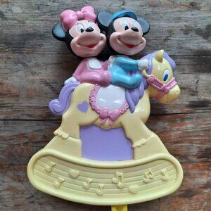 Vintage Disney Arco Mickey & Minnie Mouse Rocking Horse Musical Crib Toy